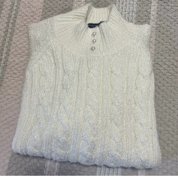 Karen Scott Cream Cable Knit Turtleneck Sweater - Picture 12 of 12